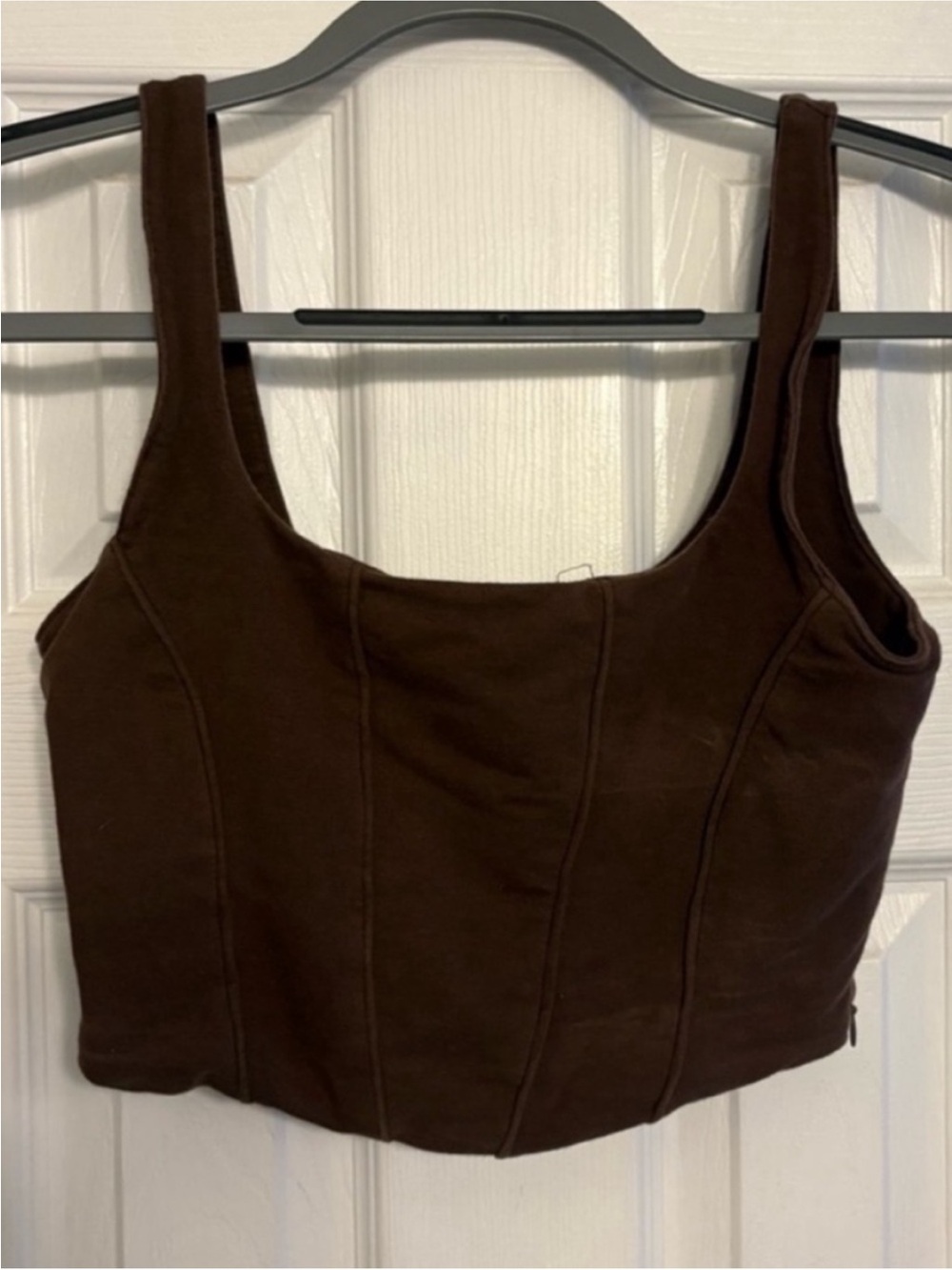 Brown Square-Neck Corset Crop Top - Women's - Picture 3 of 6
